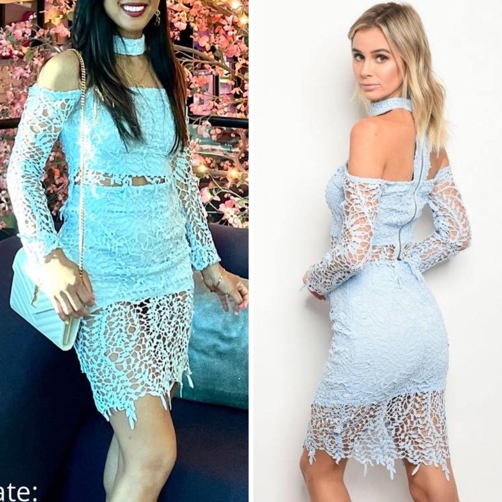 Light Blue Two Piece Skirt Set (S,M, L)